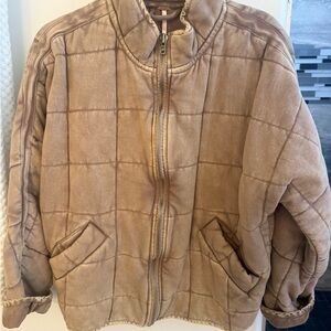 Free People Tan Quilted Jacket